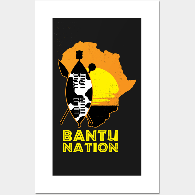 Bantu Nation Africa Zulu Shield Safari African Sunset Wall Art by BraaiNinja